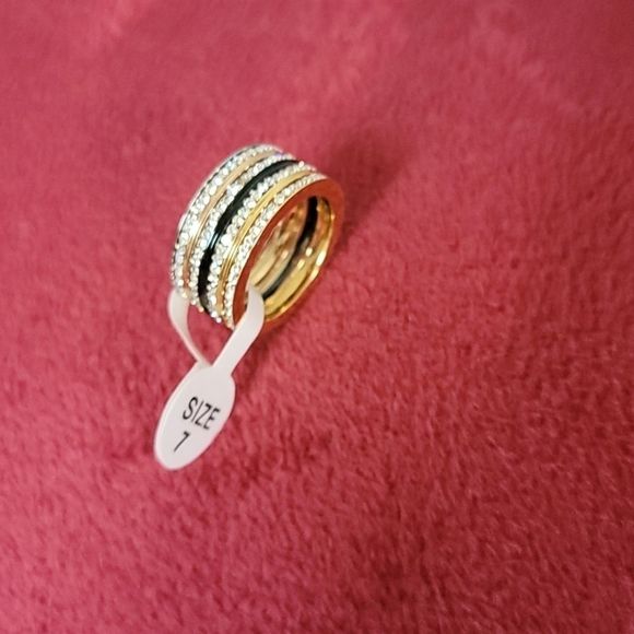 Stainless Steel Ring w/ 4 Colors Cubic Zirconia - Picture 1 of 4